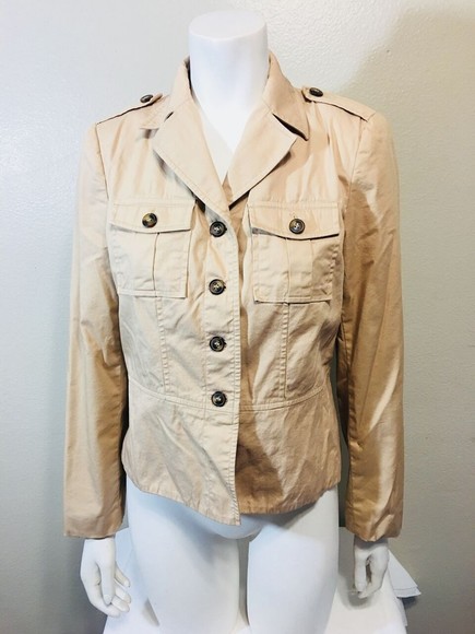 Apostrophe Jackets & Blazers - APOSTROPHE Sz 4 Coat Brown Beige Utility Jacket
